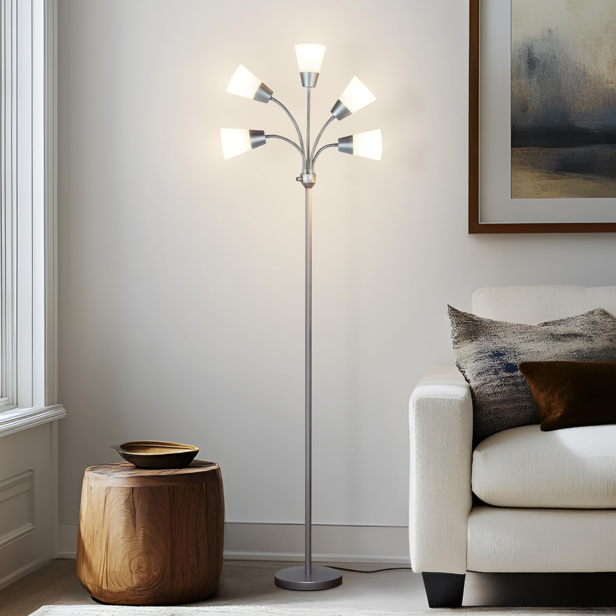 Brightech Medusa Modern LED Floor Lamp – Multi Head Floor Lamp for